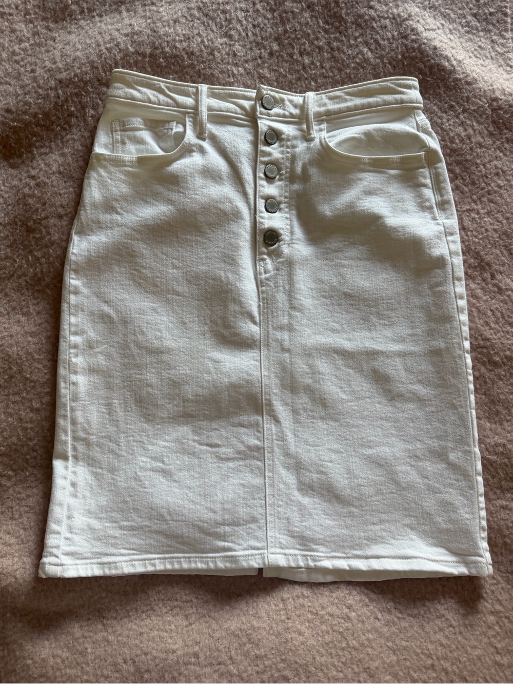 Banana Republic White Button-Front Midi Denim Skirt